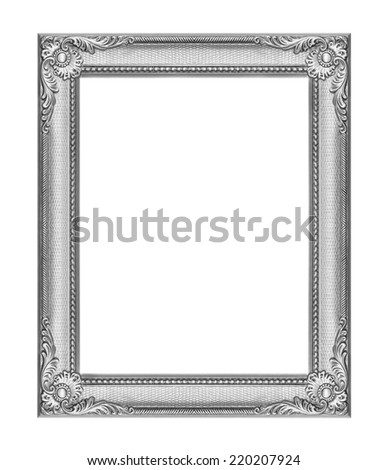 The antique silver frame on the white background