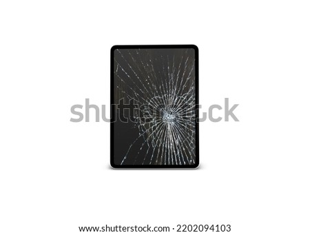 Broken Screen Tablet - Cracked Screen iPad Pro, iPad Air Broken Screen Royalty-Free Stock Photo #2202094103