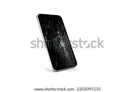 Broken Cracked Screen Mobile - iPhone 12 Broken Screen Royalty-Free Stock Photo #2202095535