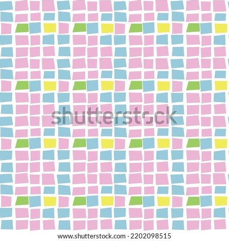 Abstract Hand Drawing Mosaic Grid Squares Cubes Blocks Seamless Vector Pattern Isolated Background