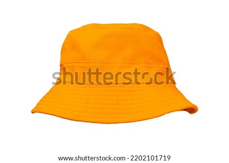 orange bucket hat isolated on white Royalty-Free Stock Photo #2202101719