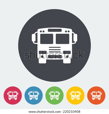 Bus. Single flat icon on the circle. Vector illustration.
