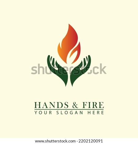 abstract torch hand logo icon. Torch fire combination hand design vector logo icon.
