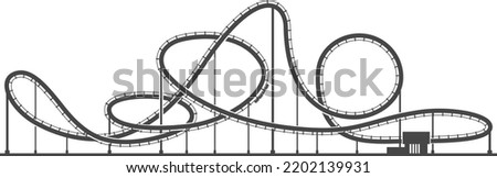 Amusement park railroad track icon. Roller coaster ride Royalty-Free Stock Photo #2202139931