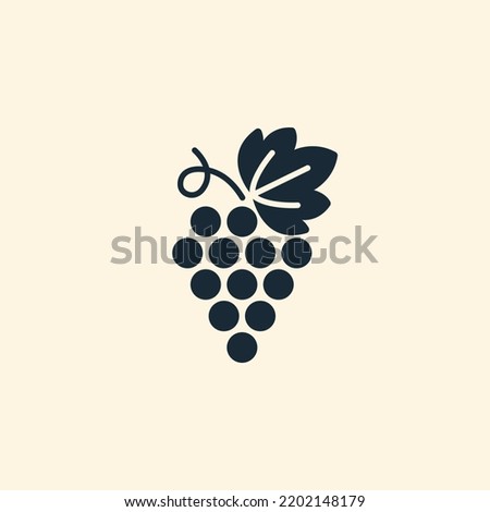Grapes icon. Grapevine with leaf. Wine logo. Fruit pictogram. Vector illustration isolated. Royalty-Free Stock Photo #2202148179