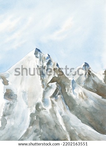 Watercolor mountain landscape background clipart