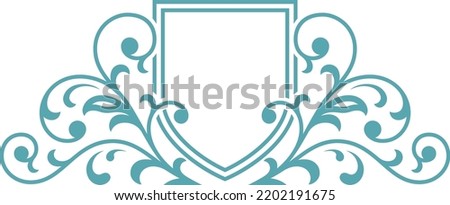 Heraldic monogram. Elegant shield template with flourish decor