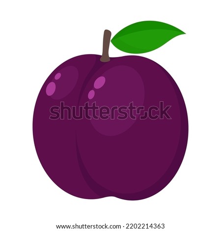 plum flat vector illustration logo icon clipart isolated on white background Royalty-Free Stock Photo #2202214363