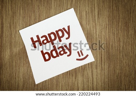 Happy Bday on Paper Note on texture background
