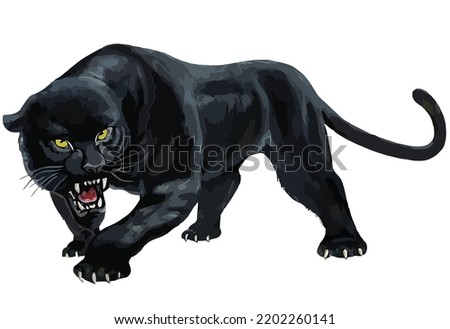 Leopard jaguar black panther wildlife background poster Royalty-Free Stock Photo #2202260141