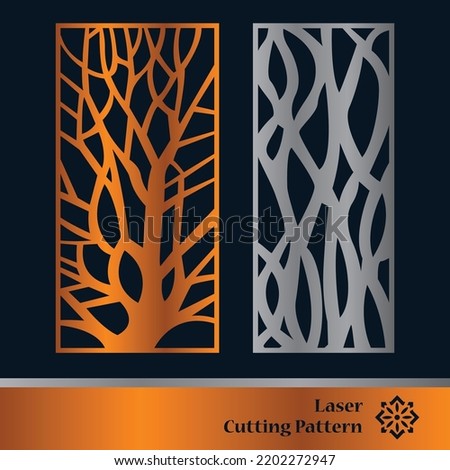 Decorative panels for laser cutting. Cutout silhouette with abstract geometric pattern, squares, triangles, grid. Laser cut and CNC stencil for wood, metal, plastic, paper, acrylic.