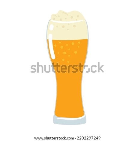 Pint of beer in flat doodle style for Oktoberfest. Isolated hand drawn vector illustration of alcohol drink beverage  