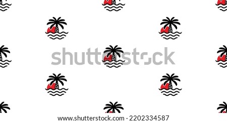palm tree seamless pattern coconut tree vector island tropical wave sunset gift wrapping paper beach ocean summer scarf isolated tile background repeat wallpaper cartoon doodle illustration design
