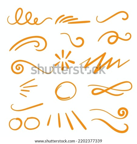 Orange Swirls Swoosh Vector Accent Line Work Royalty-Free Stock Photo #2202377339