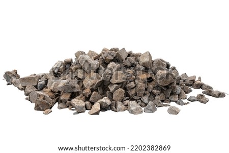 rock debris of different sizes on a white background