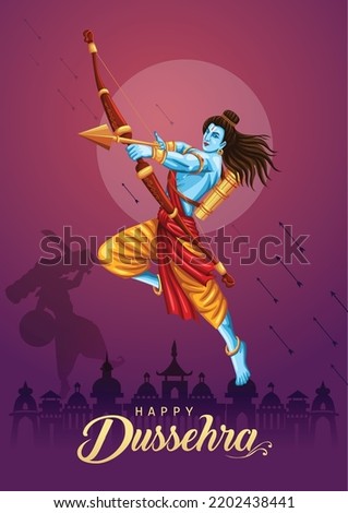 Happy Dussehra festival of India. of Lord Rama killing Ravana. vector illustration design Royalty-Free Stock Photo #2202438441