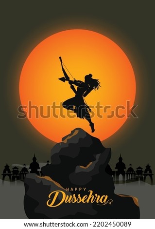 Happy Dussehra festival of India. of Lord Rama killing Ravana. vector illustration design Royalty-Free Stock Photo #2202450089