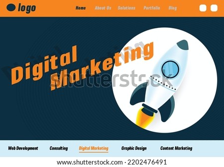 Digital Marketing website UI design landing page vector illustration template
