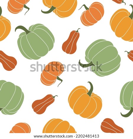 Colorful seamless pumpkins. Seamless vector pattern with gourds.
