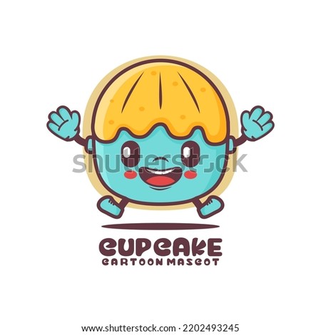 cup cake cartoon mascot. food vector illustration. isolated on a white background