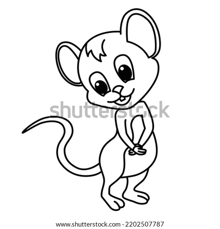 Cute mouse cartoon coloring page illustration vector. For kids coloring book.
