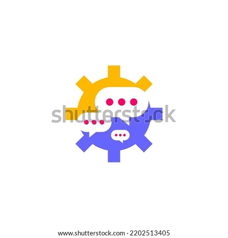 Gear Chat Logo Design Template. Chat Gear logo concept vector. Creative Icon Symbol