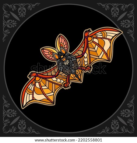 Colorful Bat mandala arts isolated on black background