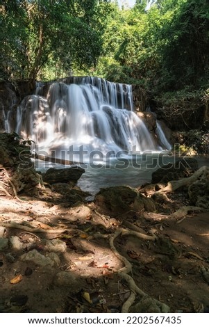 Beautiful waterfall (nature) at  Huay Mae Khamin Waterfall that located in the Srinakarin Dam National Park. 