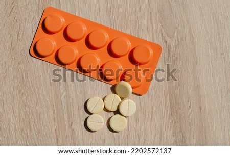Tablets with medicine. Antibiotics and vitamins. anabolic drugs. Pharmaceutical products. Royalty-Free Stock Photo #2202572137