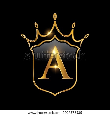 Initial A monogram alphabet with a crown. Royal  King  queen luxury symbol vector illustration