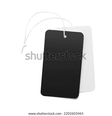 Cardboard tags with space for text isolated on white, top view