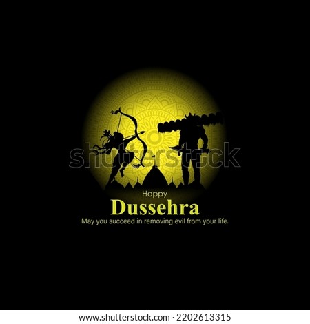 Vector illustration of Happy Dussehra greeting Royalty-Free Stock Photo #2202613315