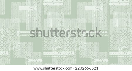 artistic floral seamless pattern Vintage textures effect stylish background Illustration fern, leaf tropical branch, lavender, eucalyptus leaves on linen textured. Trendy 2023-flowers designs Royalty-Free Stock Photo #2202656521