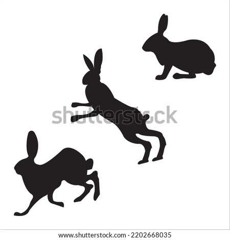 Vector Set Of Rabbits Animal Silhouettes Illustration Isolated On White Background