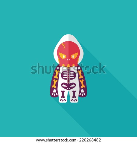 skeleton flat icon with long shadow,eps10