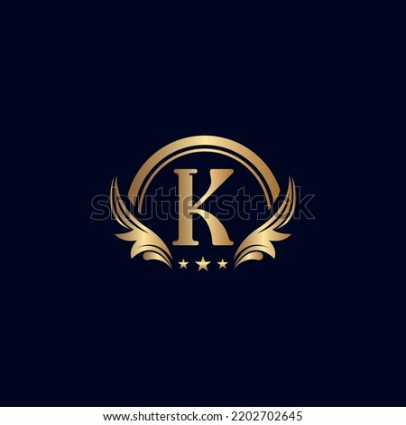 luxury letter K logo royal gold star