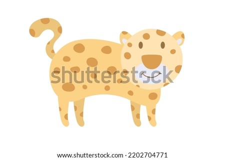Vector cartoon leopard. African animal. funny kind leopard. Funny cute charater. Adorable little african animal for fashion print, kids wear, nursery, poster, invitation, greeting card design