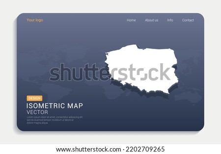 Poland map white on blue background with isometric vector. Royalty-Free Stock Photo #2202709265