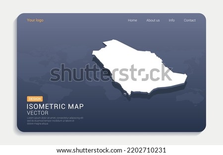 Saudi Arabia map white on blue background with isometric vector. Royalty-Free Stock Photo #2202710231