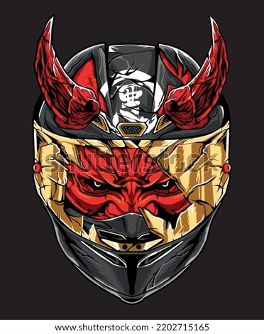 a combination of helmet and devil skull designs