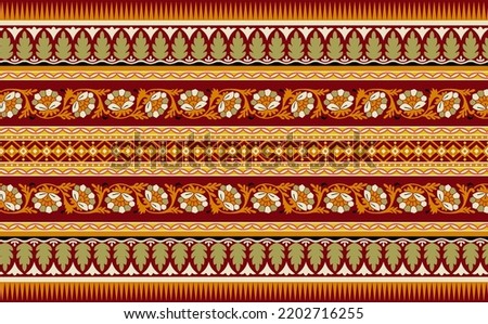 Traditional gypsy cross stitch stripped texture embroidery floral border pattern illustration