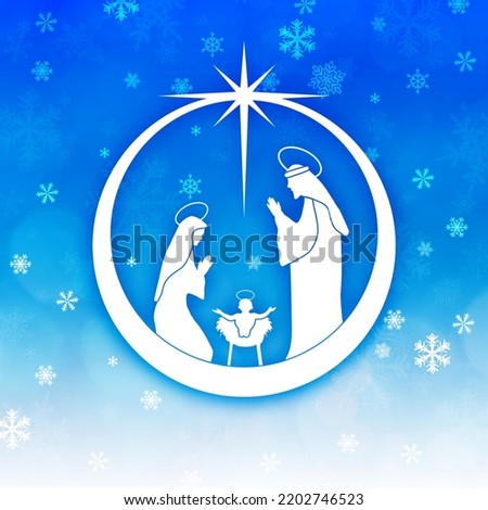 Blue Christmas decoration with Nativity scene in a ball.