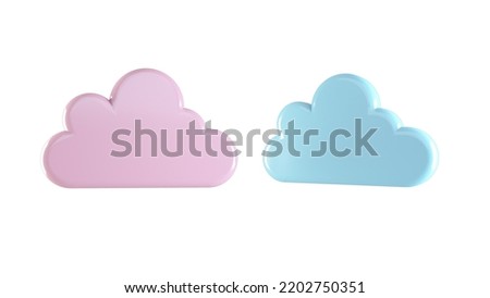 icon cloud  3d model  blue and pink 