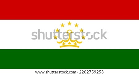 Tajikistan flag. Rectangle Tajikistani flag photography. Tajikistan country flag is a symbol of freedom, patriotism and independence.