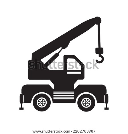 Construction caterpillar crane icon | Black Vector illustration |