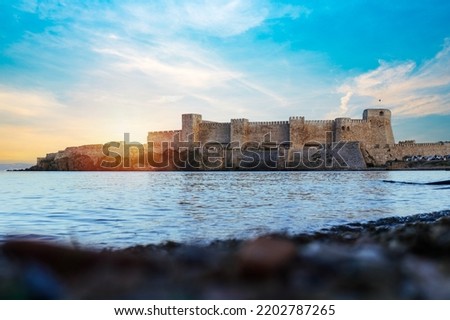 Bozcaada island castle Canakkale Turkey mediterranean sea. View of the castle from Bozcaada