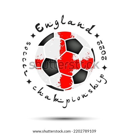 Abstract soccer ball with England national flag colors. Flag of England in the form of a football ball made on an isolated background. Vector illustration