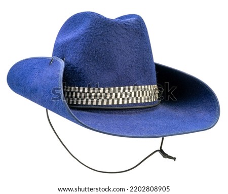 Blue cowboy hat isolated on white background, Blue cowboy hat on white With clipping path.