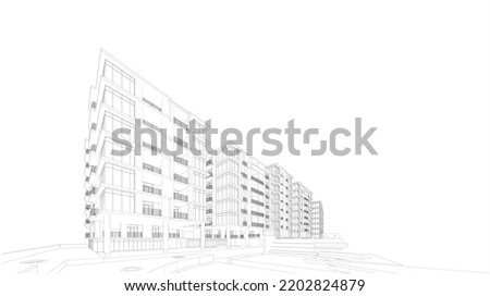 3d wireframe of building. sketch design.Vector Royalty-Free Stock Photo #2202824879