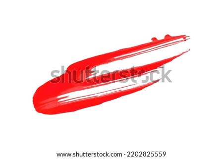 Red brush isolated on white background. Red watercolor.